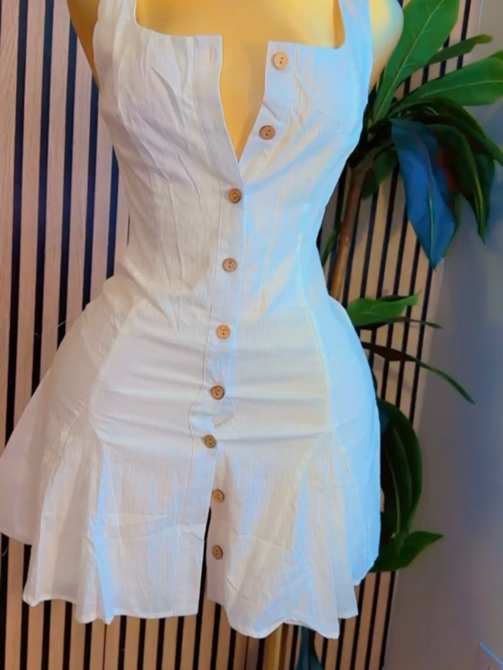 SHEIN White Button-Front Mini Sundress
